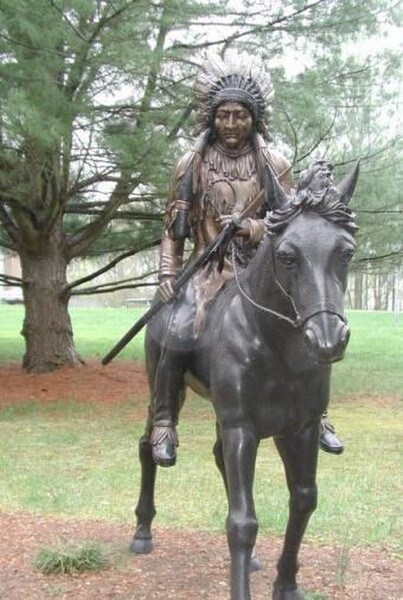 Indian Chief Riding Horse Bronze Garden Statue Life-Size